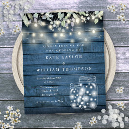 Papier Budget Blue Rustic Lumières Mason Jar Mariage Invi