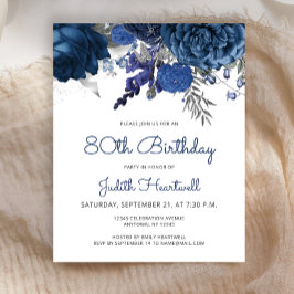 Papier Budget Blue Silver Floral 80e anniversaire Invitat