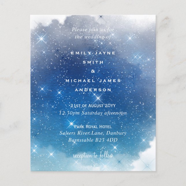 Papier Budget Blue Starry Nights Twinkétoiles Mariage (Devant)