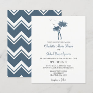 Papier Budget Blue Tropical Palm Tree Invitations de mari