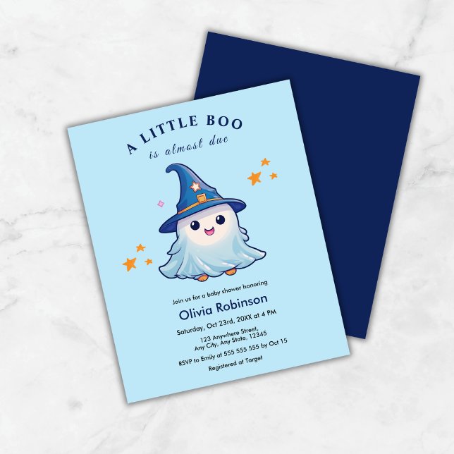 Papier Budget Blue Un Petit Boo Baby shower Invitation (Budget Blue A Little Boo Halloween Baby Shower Invitation    )