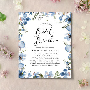 Papier Budget Blue Watercolor Bridal Brunch Invitation