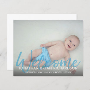 Papier Budget Blue Welcome Multi Photo Baby Faire-part
