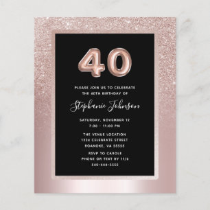 Papier Budget Blush Foil 40e Anniversaire Invitation de f