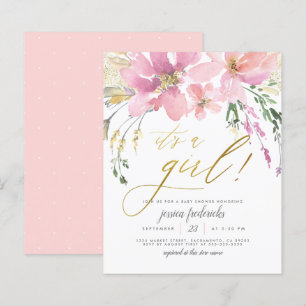 Papier Budget Blush & Gold C'est une fille Baby shower fl