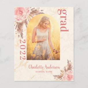 Papier Budget blush pampas herbe diplôme merci