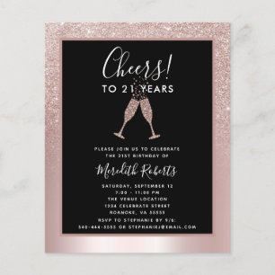 Papier Budget Blush Parties scintillant 21e anniversaire 