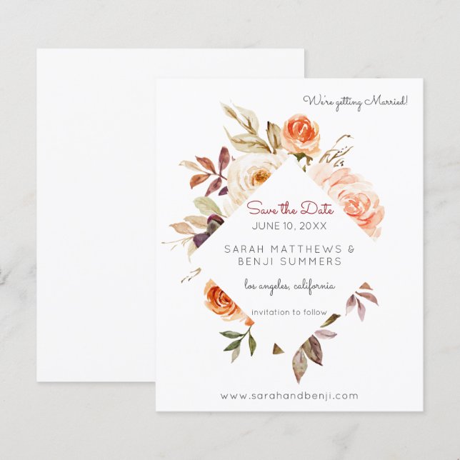 Papier Budget Blush & Peach Floral Rustic Enregistrer la  (Devant / Derrière)