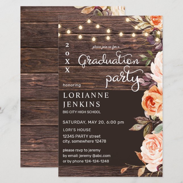 Papier Budget Blush & Peach Floral Rustic Grad MOUM (Devant / Derrière)