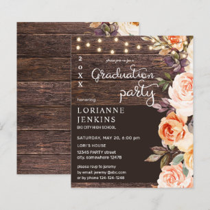 Papier Budget Blush & Peach Floral Rustic Grad Party