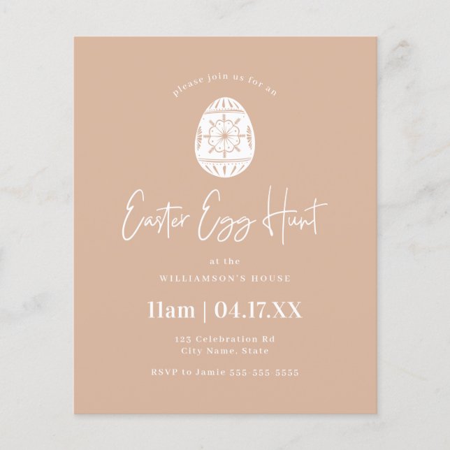 Papier Budget Blush Pink Easter Invitation de chasse aux  (Devant)