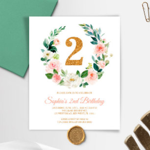 Papier Budget Blush Pink Wreath 2e Invitation anniversair
