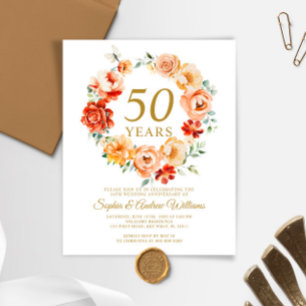 Papier Budget Blush & Red Invitation du 50e anniversaire