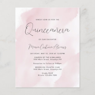 Papier Budget Blush rose 15e anniversaire Quinceañera Inv