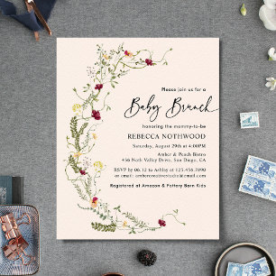 Papier Budget Blush rose Fleur sauvage Wreath Brunch bébé