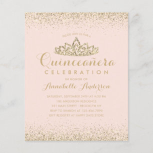 Papier Budget Blush Rose or Quinceañera Tiara Invitation
