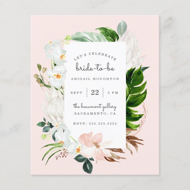 Papier Budget Blush & Tropical Green Fête des mariées (Devant)