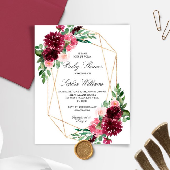 Papier Budget Bohème Floral Baby shower Invitation (Créateur téléchargé)