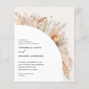 Papier budget bohème terre cuite pampas herbe mariage