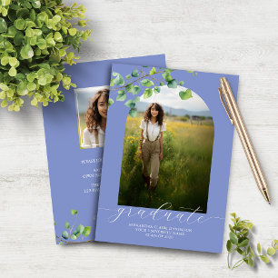 Papier Budget Boho Arch Ivy Cornflower Blue Grad Invitati