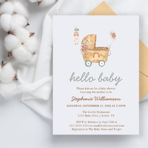 Papier Budget Boho Baby Carriage Baby shower Invitation