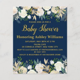 Papier Budget Boho Baby shower Invitation Marine Gold Gre