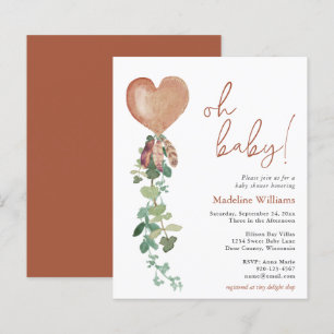 Papier BUDGET Boho Balloon Invitation Baby shower de verd