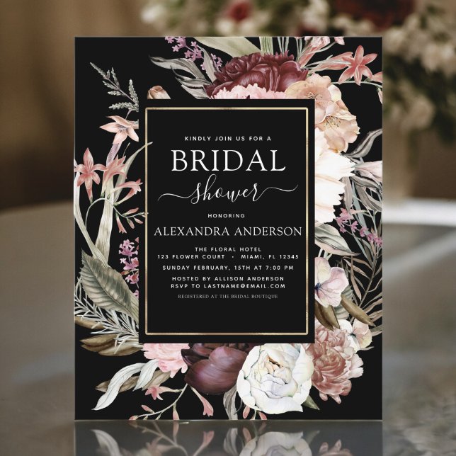 Papier Budget Boho Black Pink Burgundy Fête des mariées (Créateur téléchargé)