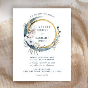 Papier Budget Boho Blue Moon Floral Faire-part de mariage