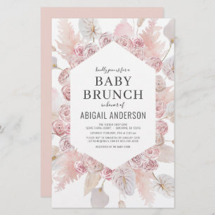 Papier Budget Boho Blush Rose Baby Brunch Invitation