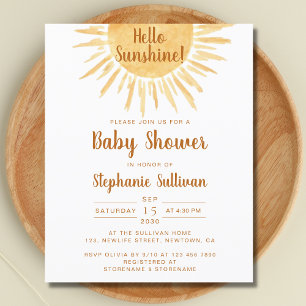 Papier Budget Boho Bonjour Sunshine Baby shower Invitatio