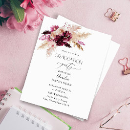 Papier Budget Boho Burgundy & Pink Floral Graduation Part