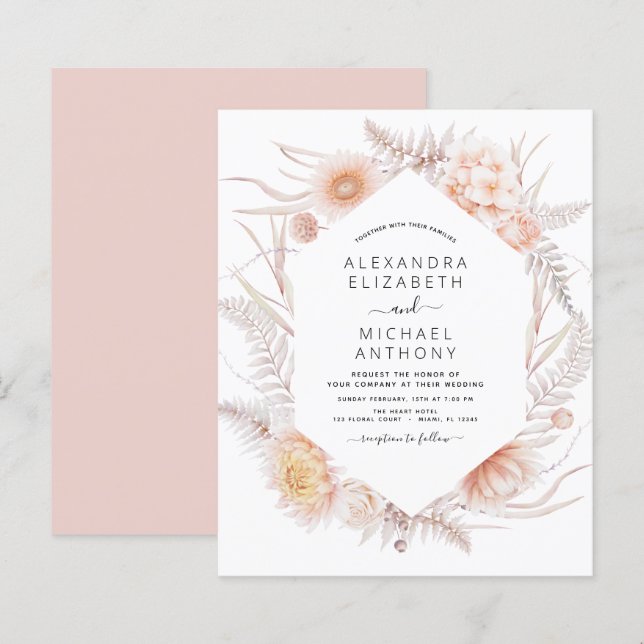 Papier Budget Boho Chic Dusty Pink Desert Mariage (Devant / Derrière)