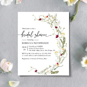 Papier Budget Boho Chic Green Invitation à la douche nupt