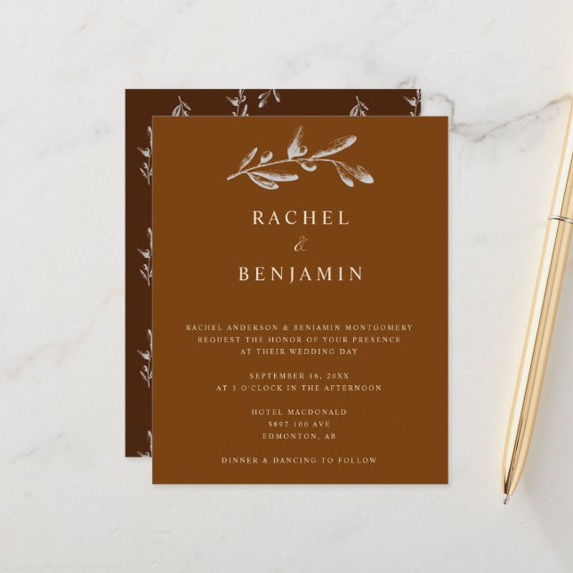 Papier Budget Boho Chic Mariage Élégant Cuivre en terre c (Devant/Arrière en situation)