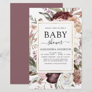 Papier Budget Boho Dusty Pink Burgundy Baby shower