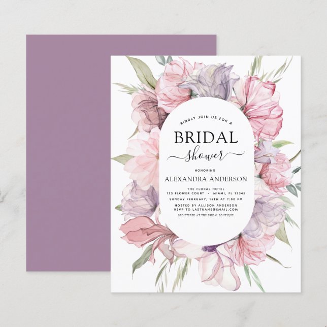Papier Budget Boho Dusty rose violet Fête des mariées (Devant / Derrière)