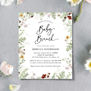 Papier Budget Boho Fleurs sauvages Baby Brunch Invitation