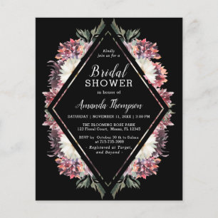 Papier Budget Boho Floral Black Bridal Shower Invitation