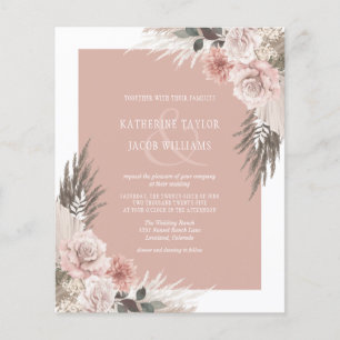 Papier Budget Boho Floral Blush Pink Faire-part de mariag