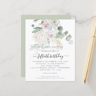 Papier Budget Boho Floral Eucalyptus Invitation de 50e an