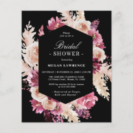 Papier Budget Boho Floral Fête des mariées Black Invitati