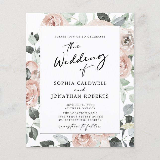 Papier Budget Boho Floral tout en un Mariage de calligrap (Devant)