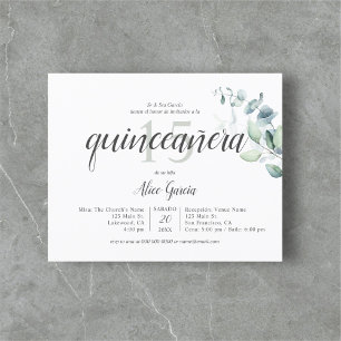 Papier Budget Boho Green Eucalyptus Quinceanera
