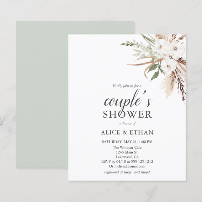 Papier Budget Boho Green Pampa Grass Couples Douche (Devant / Derrière)