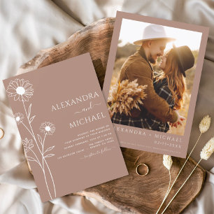 Papier Budget Boho Moderne Floral Mariages Invitations