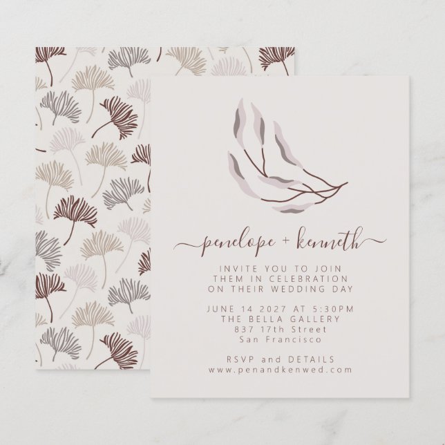 Papier Budget Boho Nature Neutre Mariage Botanique Invita (Devant / Derrière)