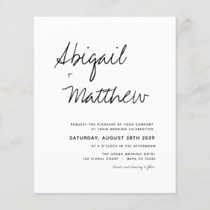 Papier Budget Boho noir blanc moderne Faire-part de maria