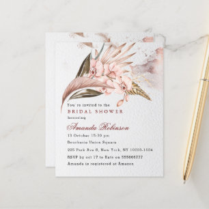 Papier Budget Boho Orchid Pampas Invitation de la douche