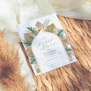 Papier Budget Boho Palm & Pampas Gold Arch Fête des marié